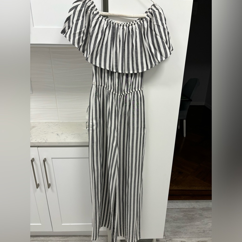 Elan jumpsuit/romper off the shoulder ruffle